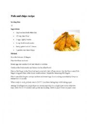 English Worksheet: Fish and chips recipe