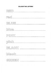 English Worksheet: Colour the letters
