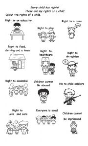 English Worksheet: Rights Of A Child