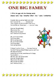 English Worksheet: One big family