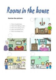 English Worksheet: rooms in the house