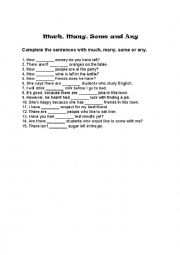 English Worksheet: much/many