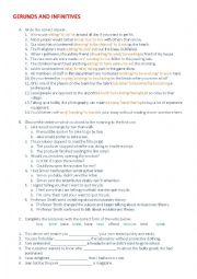 English Worksheet: Gerund- Full and bare infinitive (answer key included)