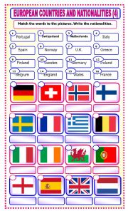 English Worksheet: European Countries and Nationalities: matching_4