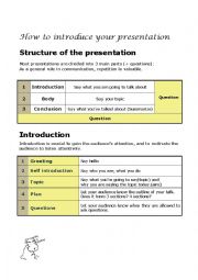 English Worksheet: How to start your business presentation