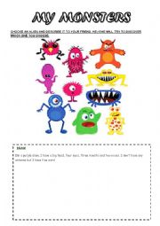 English Worksheet: I have got a monster