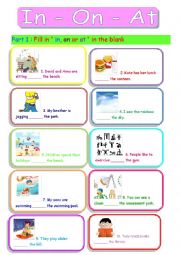 English Worksheet: In,On, At