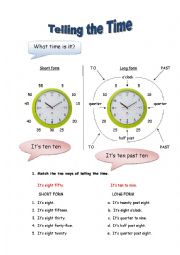 English Worksheet: TELLING THE TIME