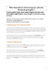 English Worksheet: FRENCH STEREOTYPES