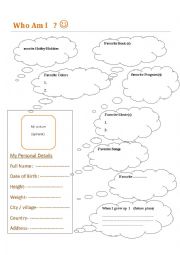 English Worksheet: Who Am I??