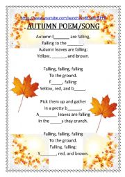 English Worksheet: AUTUNM POEM