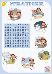 English Worksheet: Weather wordsearch