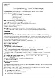 English Worksheet: preparing for the trip 