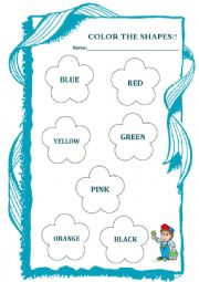 English Worksheet: Color the shapes