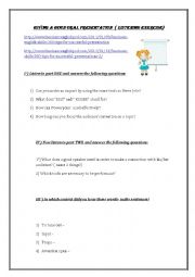 English Worksheet: Listening: How to give a good oral presentation