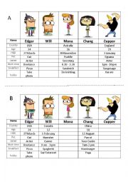 English Worksheet: Information Gap for ice-breaking speaking class