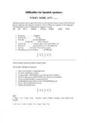 English Worksheet: Difficulties for Spanish speakers