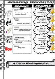 English Worksheet: a trip to washington,D.C.