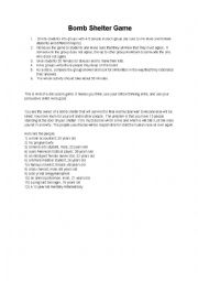 English Worksheet: Bomb Shelter game