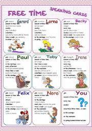 English Worksheet: Free Time Speaking Cards