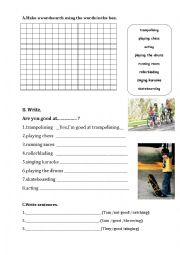 English Worksheet: sports and free time activities