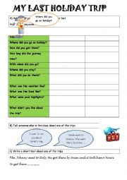 English Worksheet: your last holiday trip_class survey