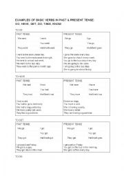 present and past tense examples