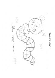 English Worksheet: Count and colour the caterpillar