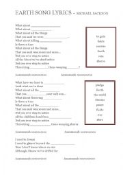English Worksheet: Earth song by Michael Jackson