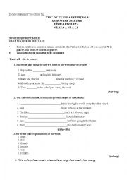English Worksheet: Initial Test 6th grade