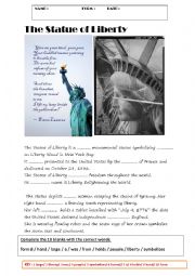 English Worksheet: THE SATUE OF LIBERTY 