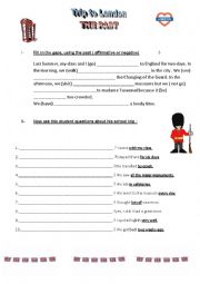 English Worksheet: TRIP TO LONDON , the past