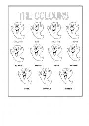 English Worksheet: Colour the ghosts