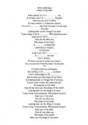 Song worksheet Shape of my Heart by BSB