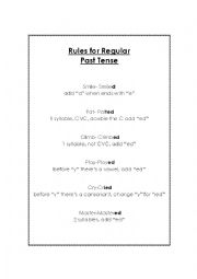 English Worksheet: Rules for Past Tense Regular Verbs