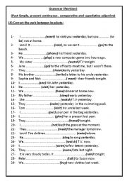 English Worksheet: Grammar Revision 