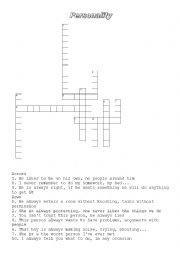 PERSONALITY CROSSWORD