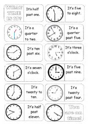 English Worksheet: Time on the clock Domino