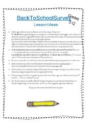 English Worksheet: back to school survey