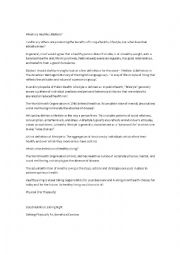 English Worksheet: what is healthy life?