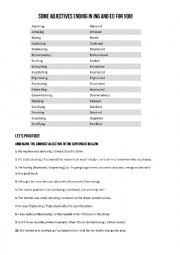 English Worksheet: Adjectives ending ED and ING
