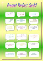 Present Perfect Cards