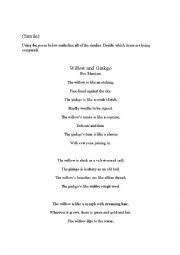 English Worksheet: Simile Poem Exercise