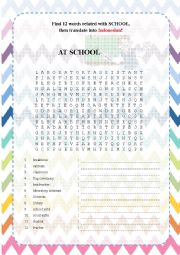 At School Word Search