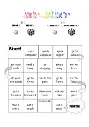 English Worksheet: Have to..... Dont have to.... 