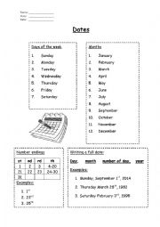 English Worksheet: How to write a full date 