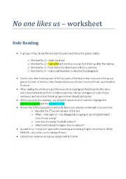 English Worksheet: No one likes us - worksheet