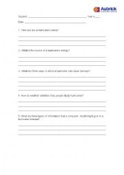 English Worksheet: Hurricanes