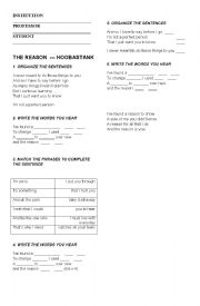 English Worksheet: SONG: THE REASON