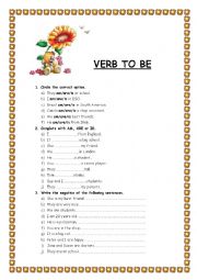 English Worksheet: Verb TO BE
